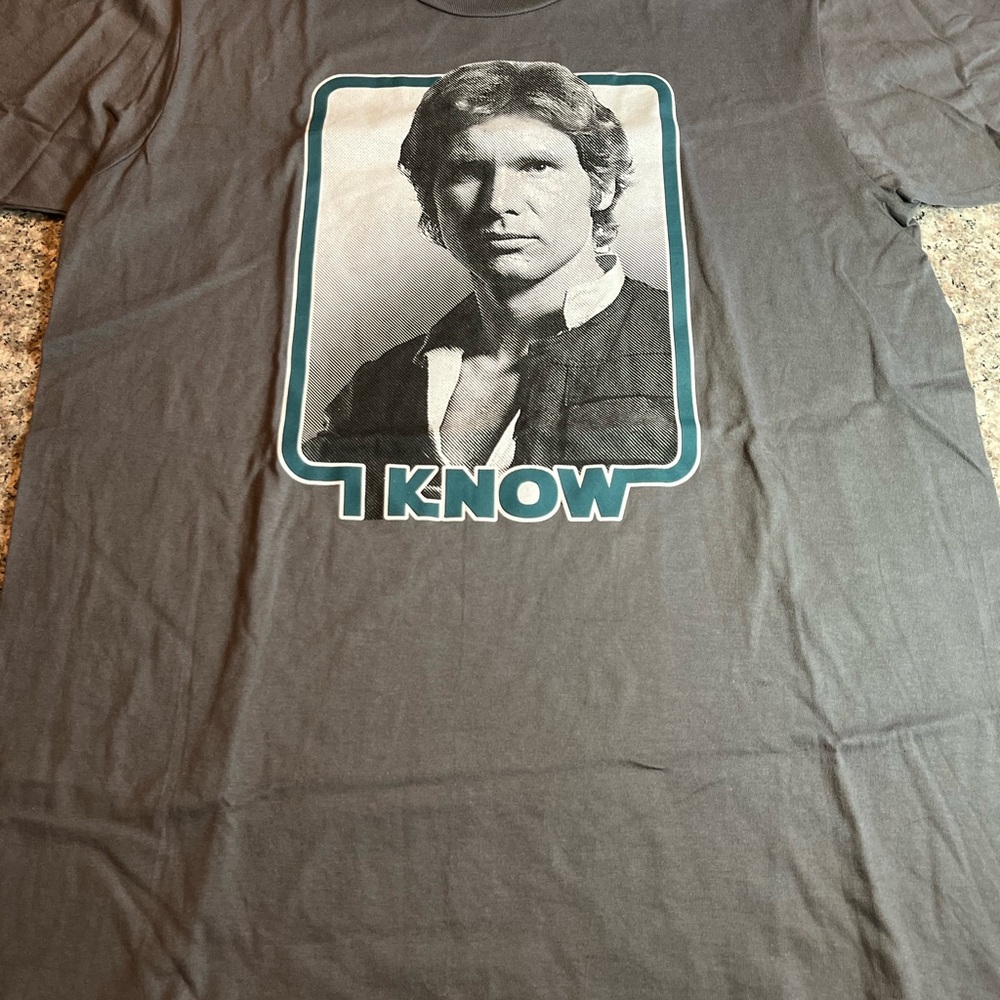 Disney Authentic Hanes Star Wars T Shirt Gray Han Solo I Know Shirt Mens L
